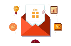 An email or envelope icon with components for digital communication