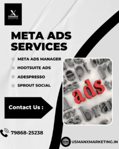 Icons of Facebook and Instagram with targeting arrows and ad dashboard elements in a flat illustration