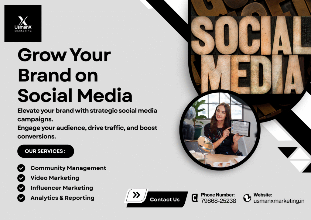 A 3D mobile phone with message bubbles and Facebook, Instagram, and LinkedIn icons surrounding it