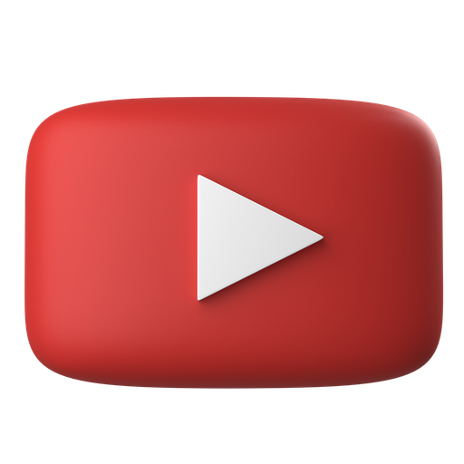 On a red rectangular background, the official YouTube logo features a red play button inside a white triangle.