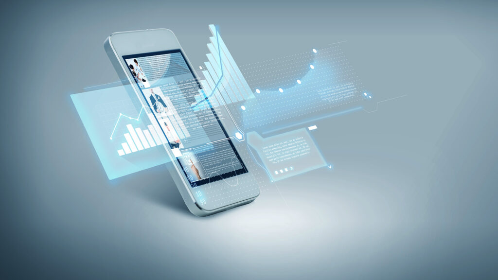 Marketing icons on a smartphone that symbolize mobile advertising tactics