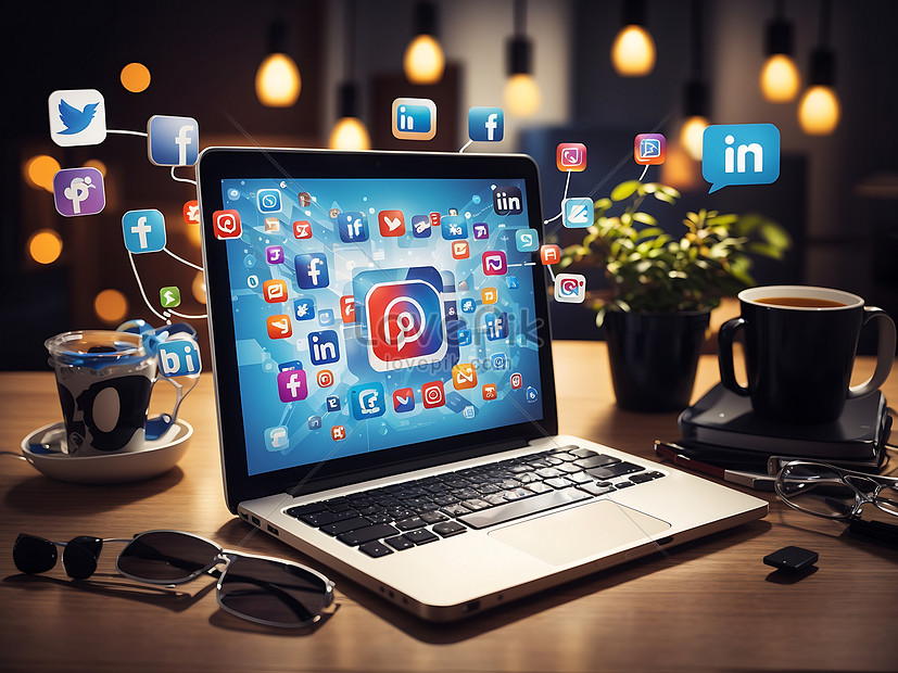 A smartphone surrounded by social media symbols such as Facebook, Instagram, and Twitter