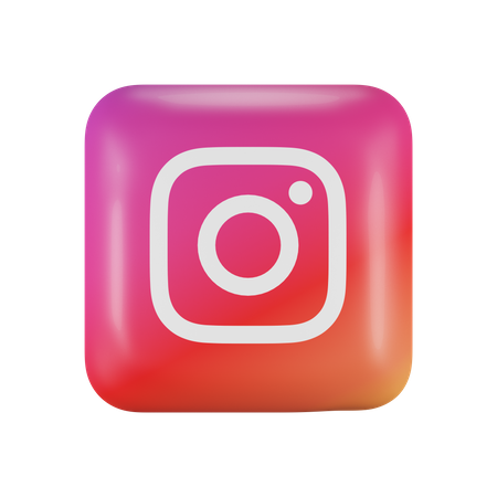 A 3D gradient Instagram logo with pink, orange, and yellow hues with a white camera emblem inside a rounded square.